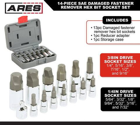 Turbo Socket Set For Damaged Bolt Extraction, 18-Piece One Quarter Inch Drive Kit displayed in open case with sockets