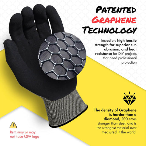 Lightweight Graphene Fiber Cut Resistant Work Gloves ANSI A1 showing graphene material detail and grip texture