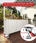 Outdoor kitchen island with 3 Inch Leveling Plate Caster Wheels With Adjustable Anti Vibration Foot Pads Heavy Duty Swivel Casters