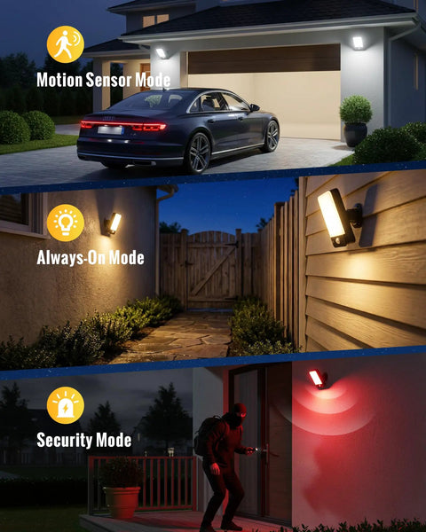 Motion Sensor Outdoor Light With 10000mAh USB C Rechargeable Battery Remote Control 3 Modes 3 Color Temperatures Waterproof in porch, gate, and security settings