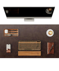 Genuine Leather Desk Pad For Office 31.5 By 15.8 Inches Thick Premium Table Mat With Stitched Edge Non Slip Grippy Rubber Base Dark Brown Cowhide Writing Surface For Laptop Keyboard And Mouse