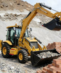Backhoe Loader Combo With 4WD Power, 2.6m Digging Depth, Workhorse Tractor Excavator at construction site with loader bucket