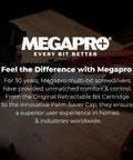 Person holding Megapro screwdriver with red handle, showcasing comfort and control in use.