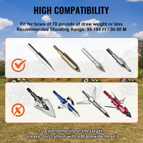 High compatibility arrows for 15x15 All-Side Archery Target Block Portable Crossbow Practice Target With Carry Handle, Easy Arrow Removal, High Visibility, Lightweight For Outdoor Range And Home Practice