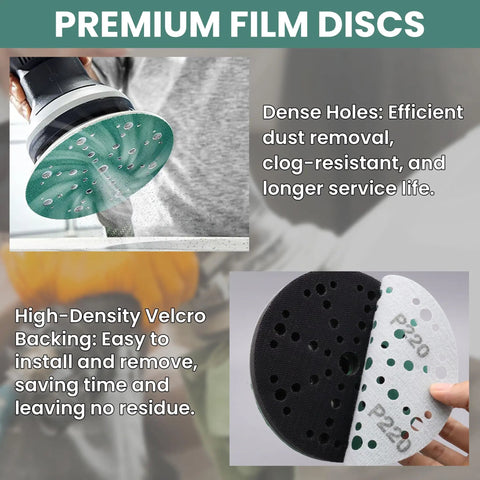 Do It All 6 Inch Sanding Pads And Discs Kit With Tear Resistant 49 Hole Film Sandpaper shown in use with sander