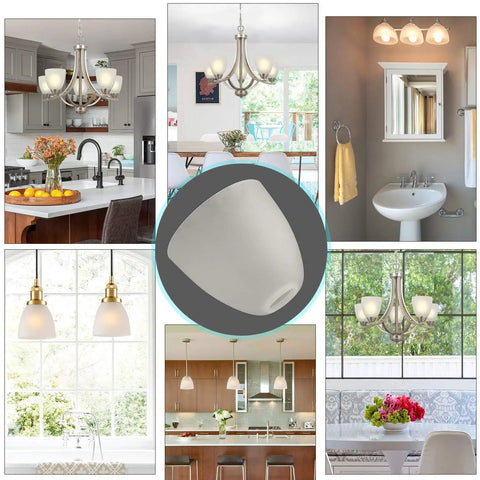 Two Pack Bell Shaped Frosted Glass Light Shades For Ceiling Fans And Wall Fixtures, Lipless With 1 5/8 Inch Fitter Opening, Replacement Glass Shades, Durable, Easy Fit, Classic Retro Vibe