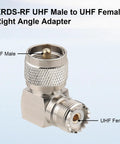 Right Angle UHF Male to Female Adapter Set 2 Pack for CB and Ham Rigs, 90 Degree PL259 to SO239 RF Coax Connectors close-up