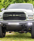 Front view of Ram 2500 with N3 Dual Steering Stabilizer For 2014 To 2024 Ram 2500 And 3500 4WD installed, enhancing handling