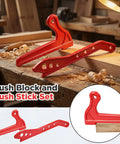 2 Piece Table Saw Push Block And Push Stick Set For Woodworking Safety With Ergonomic Handles displayed on workbench