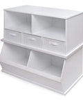 Two Bin Stackable Toy Storage Cubby Organizer For Kids Playroom A Solid Wood Panel Modular System That Grows With Your Needs