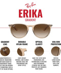 Image showcasing Erika Gradient sunglasses with lightweight durable nylon frame and UV protection features.
