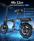 Epic Foldable Electric Bike For Adults With 750W Peak Power And 23 MPH Max, 14 Inch Compact Ebike, 48V 12Ah Battery, 35 Mile PAS Range, Ideal For Commutes And Weekend Joyrides, black folding frame