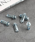 Badass M4 X 20 Jack Nuts And Petal Fan Clips Rock Solid Galvanized Drive On Self Tapping Screws 20 Pack on gray surface.