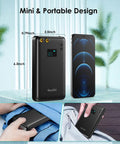 80 Level Adjustable Portable Spot Welder With LCD Screen Built In 6000mAh Battery next to smartphone showcasing size comparison