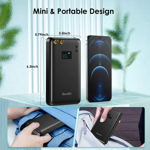 80 Level Adjustable Portable Spot Welder With LCD Screen Built In 6000mAh Battery next to smartphone showcasing size comparison