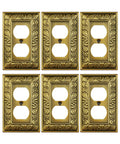 Six Pack Duplex Outlet Cover Plate With Paisley Pattern In Antique Brass Finish That Looks Dope On Any Metal Wall Plate