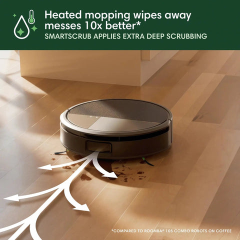 All In One Robo Vac And Mop With AutoWash Dock Self Emptying Bin Heat Wash And Dry Cycle LiDAR Mapping in action on floor