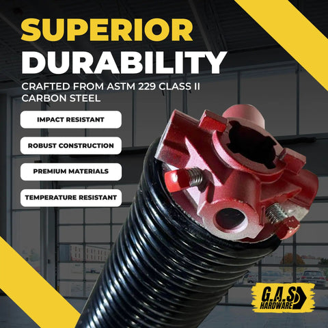 Heavy Duty Commercial Garage Door Torsion Spring Replacement featuring two five eighth inside diameter plus forty seven inch length and rust resistant finish.