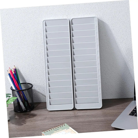 Solid As A Rock Wall Mount Id Card Holder Rack Featuring 28 Spacious Openings Crafted From Bump Resistant Polymer Plastic for office use.