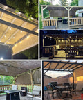 Pergola Canopy Replacement Cover Shade Cloth With Grommets And Weighted Rods For Outdoor UV Block Sun Shade Gazebo Backyard Deck Porch Balcony Brown 10x16 ft shown in different outdoor settings, highlighting versatility.