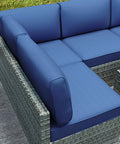 Outdoor Replacement Cushions for Patio Furniture 14 Piece Deep Blue Sofa Cushion Set Water Resistant for Rattan Wicker Sectional Sun Ready