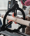 Woodturning Steady Rest For Twelve Inch, Fourteen Inch, And Sixteen Inch Swing Lathe in use with spindle, reducing vibration