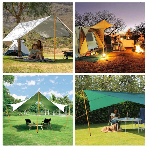 Adjustable Telescoping Aluminum Tarp Poles Set Of 2 For Camping And Backpacking in use with tents and tarps outdoors