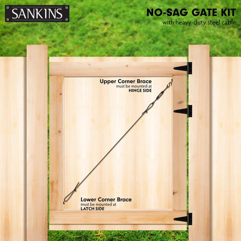 Anti Sag Gate Kit For Wooden Fence Black Stainless Steel Cable Wire Rope Repair Kit With 7x7 Construction Heavy Duty Frame Hardware