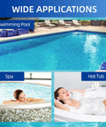 Image showing wide applications of 7 In 1 Pool Test Strips 150 Count Hot Tub And Spa Water Tester in pools, spas, and hot tubs.