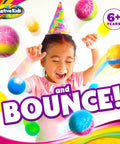 Child joyfully playing with DIY Magic Bouncy Ball Kit For Kids STEM Science Toys Set With 25 Multicolor Bags And 5 Molds