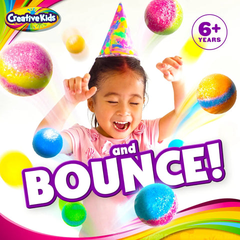 Child joyfully playing with DIY Magic Bouncy Ball Kit For Kids STEM Science Toys Set With 25 Multicolor Bags And 5 Molds