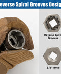 Reverse spiral grooves design on 34 Piece Bolt And Screw Extractor Kit with case for stripped fasteners, close-up view