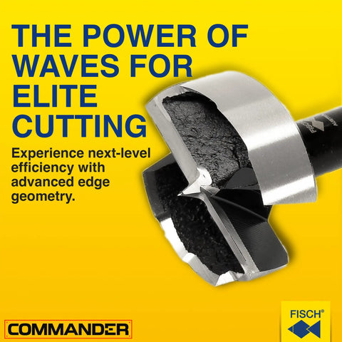 Workhorse 5 Piece Wave Cutter Forstner Drill Bit Set Metric Sizes 15 To 35 Millimeters high speed steel bit close-up view.