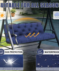 Porch Swing Cushions for 60 Inch Benches Weatherproof Outdoor Must-Have 3 Seater Cushion Thick 5 Inch in Navy Blue on swing