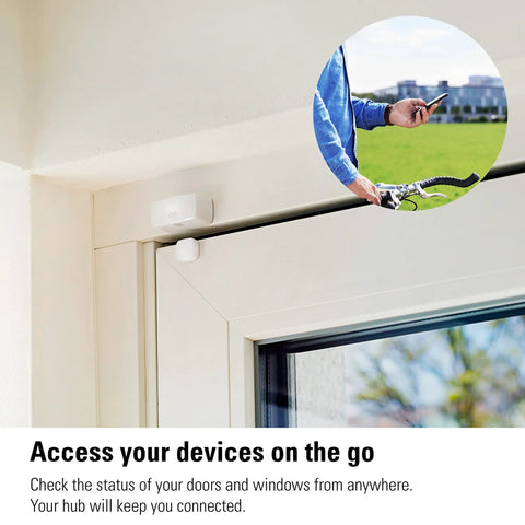Prime Matter Over Thread Door And Window Sensor mounted on a door, monitoring open and closed status for smart home use.