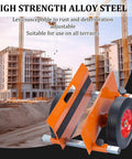 Orange Beefy Heavy Duty Panel Dolly 1100 Lbs Capacity With 10 Inch Solid Wheels Door Cart in construction site setting