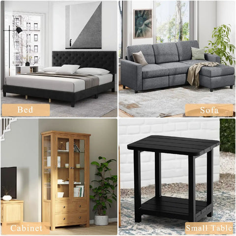 Heavy Duty Rock Solid Bed Frame Legs Replacement Kit With Bolt On Hardware 5 Inch Straight Support Feet For Wooden Beds Tables Couches And Cabinets Black Built Like A Tank in home interior setting.