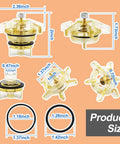 DIY Ready Bonnet And Poppet Assembly Repair Kit For 765 Half Inch And Three Quarters Inch Pressure Vacuum Breakers, parts and sizes shown.