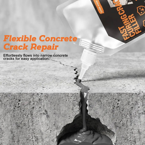 Tough As Nails Concrete Crack Filler And Waterproof Sealer for Driveways Patios and Garage Floors in application filling cracks.
