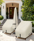 Patio Chair Covers 2 Pack Waterproof Outdoor Lounge Deep Seat Fit 30W x 33D x 34H Beige displayed on patio with plants