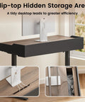 ModernMate Electric Standing Desk With Storage Drawers, height adjustable desk with hidden storage area and cable management features.