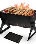 Portable Campfire Grill With Grate And Carry Bag Heavy Duty Outdoor Fire Pit, skewers on galvanized steel stove.