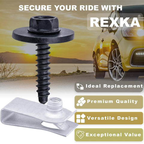15 Sets Fender Liner Bumper Cover Splash Shield Wheelhouse Liner Bolt Screw U Nuts Kit For GM Cars with black screw and U-nut