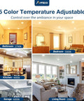 Image showing adjustable Five To Six Inch LED Recessed Can Lights Kit, 20 Pack, Dimmable in various home settings with 5 color temperatures.