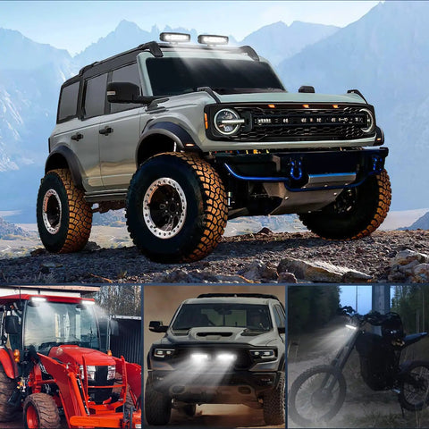 Two Pack 6 Inch 60W LED Pods Flood And Spot Beam Light Bar For Off Road Driving 12V 24V Trucks UTV ATV Marine Boat
