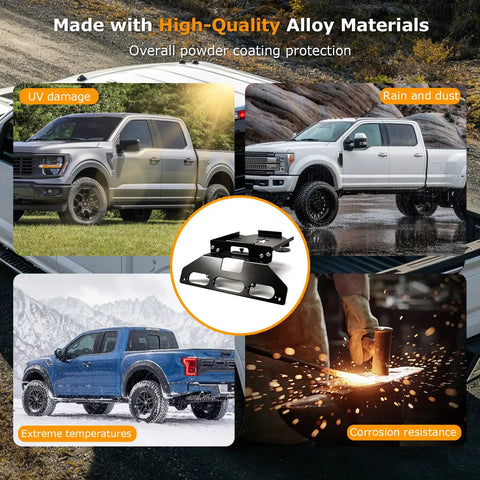 Mini Satellite Internet Mount For Ford F-Series Trucks With Third Brake Light Cab Mount, shown in weather conditions