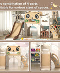 9 In 1 Toddler Slide And Climber Playset For Indoor And Outdoor Use With Basketball Hoop Telescope And Storage Space in a room.