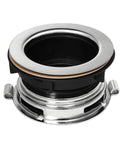 EZ Mount Garbage Disposal Sink Flange Kit With Splash Guard, stainless steel, top view showcasing 4.5 inch diameter, rust-proof design.