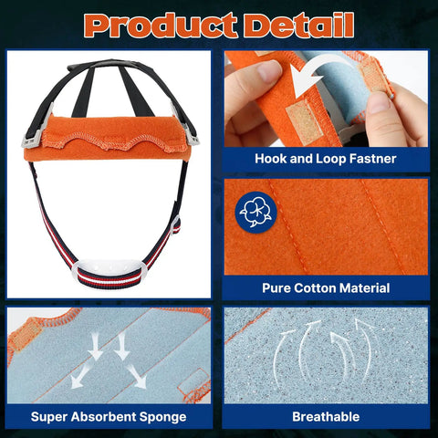 Hard Hat Sweatband Set 3 Pack Washable Liner Replacement For Welding Helmets Flame Retardant Cotton Hook And Loop Panels