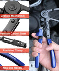 2 Piece Hose Clamp Pliers Set With 27 Inch Flexible Hose Clamp Pliers And Flat Band Pliers Removal Tool in use